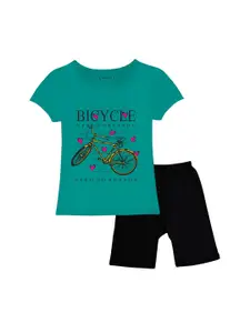 CoolTees4U Girls Printed T-shirt with Shorts