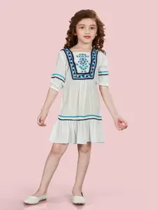 Lil Peacock Girls Tribal Embroidered Pinafore Dress