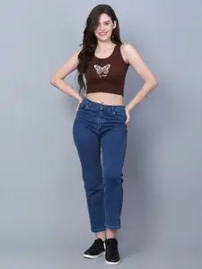 Fashion And Youth Round Neck Fitted Crop Top