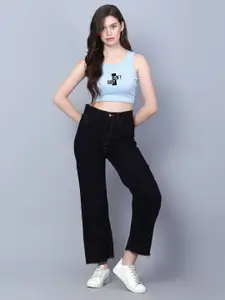Fashion And Youth Graphic Printed Fitted Crop Top