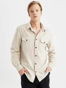 DeFacto Spread Collar Pure Cotton Casual Shirt