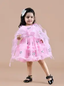 BAESD Girls Embellished Net Round Neck Sleeveless A-Line Casual Dress