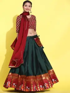 Fabcartz Embroidered Semi-Stitched Lehenga & Unstitched Blouse With Dupatta
