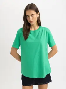DeFacto Round Neck Pure Cotton Casual T-shirt