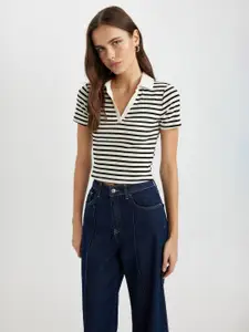 DeFacto Striped Polo Collar T-shirt