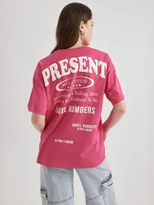 DeFacto Typography Printed Round Neck Pure Cotton Casual T-shirt