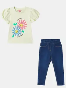 R&B Girls Printed Pure Cotton Top with Trousers