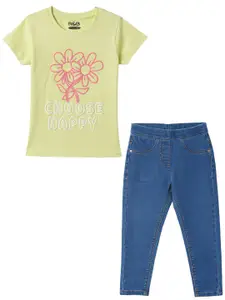 R&B Girls Printed Pure Cotton T-shirt with Trousers
