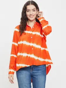 BAESD Classic Tie & Dye Printed Spread Collar Long Sleeves Oversized Casual Shirt