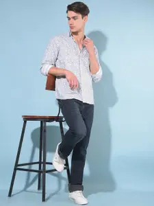 Crimsoune Club Resort Collar Slim Fit Geometric Printed Pure Cotton Casual Shirt