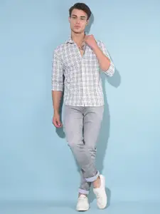 Crimsoune Club Resort Collar Slim Fit Tartan Checked Pure Cotton Casual Shirt