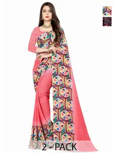 ANAND SAREES Floral Poly Georgette Saree Combo Pack of 2