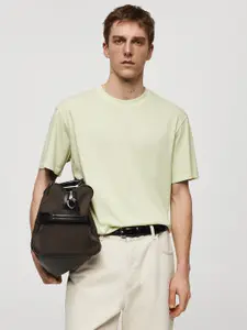 MANGO MAN Drop-Shoulder Sleeves Pure Cotton Relaxed T-shirt