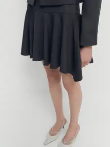 MANGO Pleated Asymmetric Hem Mini Skirt