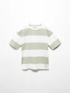 Mango Kids Boys Striped Pure Cotton T-shirt