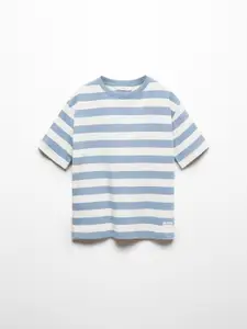 Mango Kids Boys Striped Pure Cotton T-shirt