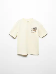 Mango Kids Boys Graphic Printed Pure Cotton Applique T-shirt