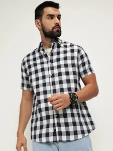 VALEN CLUB Slim Fit Gingham Checked Pure Cotton Casual Shirt
