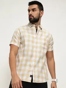 VALEN CLUB Slim Fit Gingham Checked Pure Cotton Casual Shirt