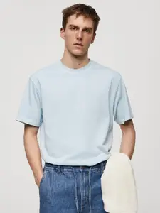 MANGO MAN Drop-Shoulder Sleeves Pure Cotton Relaxed T-shirt