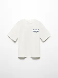 Mango Kids Boys Nautical Print Pure Cotton T-shirt