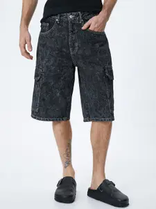 Koton Men Washed Loose Fit Pure Cotton Cargo Shorts