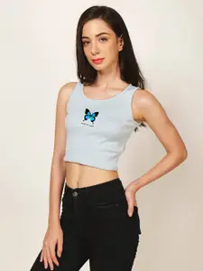 Fashion And Youth Round Neck Sleeveless Crop Top