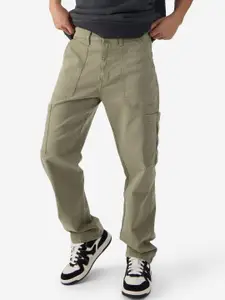 The Souled Store Men Straight Fit Clean Look Stretchable Cargo Jeans