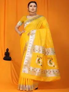 SGF11 Woven Design Pure Zari Heavy Work Paithani Kanjeevaram Silk Saree