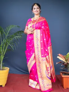 SGF11 Woven Design Pure Zari Heavy Work Paithani Kanjeevaram Silk Saree