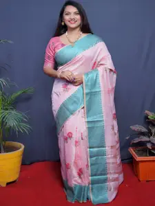 SGF11 Floral Printed Silk Cotton Chanderi Saree