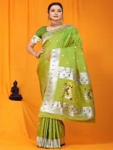 SGF11 Woven Design Pure Zari Heavy Work Paithani Kanjeevaram Silk Saree
