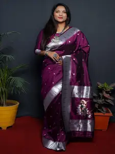SGF11 Woven Design Pure Zari Heavy Work Paithani Kanjeevaram Silk Saree