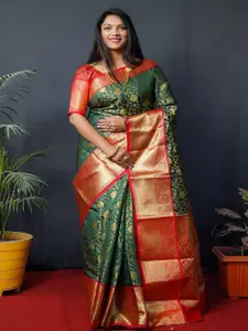 SGF11 Ethnic Motifs Woven Design Zari Pure Silk Kanjeevaram Saree