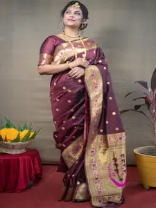 SGF11 Woven Design Pure Zari Heavy Work Paithani Kanjeevaram Silk Saree