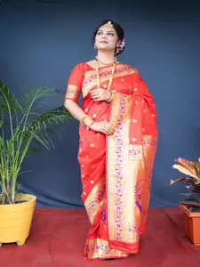 SGF11 Woven Design Pure Zari Heavy Work Paithani Kanjeevaram Silk Saree