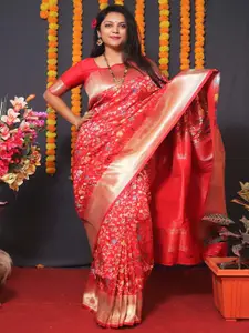 SGF11 Ethnic Motifs Woven Design Zari Pure Silk Kanjeevaram Saree