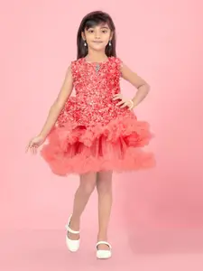 BAESD Girls Floral Net A-Line Dress