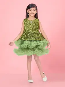 BAESD Round Neck Sleeveless Net A-Line Dress