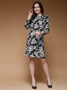 Selvia Floral Print Cold-Shoulder A-Line Dress
