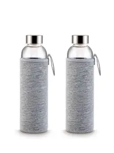 Freelance Fuzz Grey 2 Pieces Glass Double Wall Vacuum Water Bottle 610ml