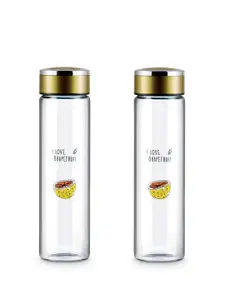 Freelance Yellow 2 Pieces Glass Double Wall Vacuum Water Bottle 600 ml
