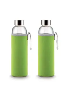 Freelance fuzz Green 2 Pieces Glass Double Wall Vacuum Water Bottle 610 ml