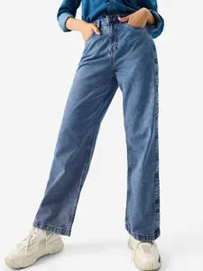 The Souled Store Women Straight Fit Highly Distressed Light Fade Stretchable Jeans