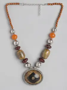 RICHEERA Silver-Plated Artificial Stones & Beads Necklace