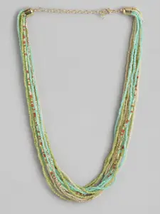 RICHEERA Gold-Plated Artificial Beads Layered Necklace