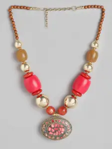 RICHEERA Gold-Plated Artificial Stones & Beads Necklace