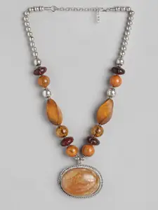 RICHEERA Silver-Plated Artificial Stones & Beads Necklace