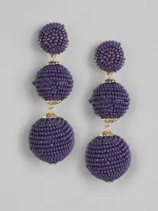 RICHEERA Gold-Plated Artificial Beads Spherical Drop Earrings