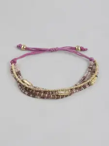 RICHEERA Women Gold-Plated Artificial Beads Multistrand Bracelet